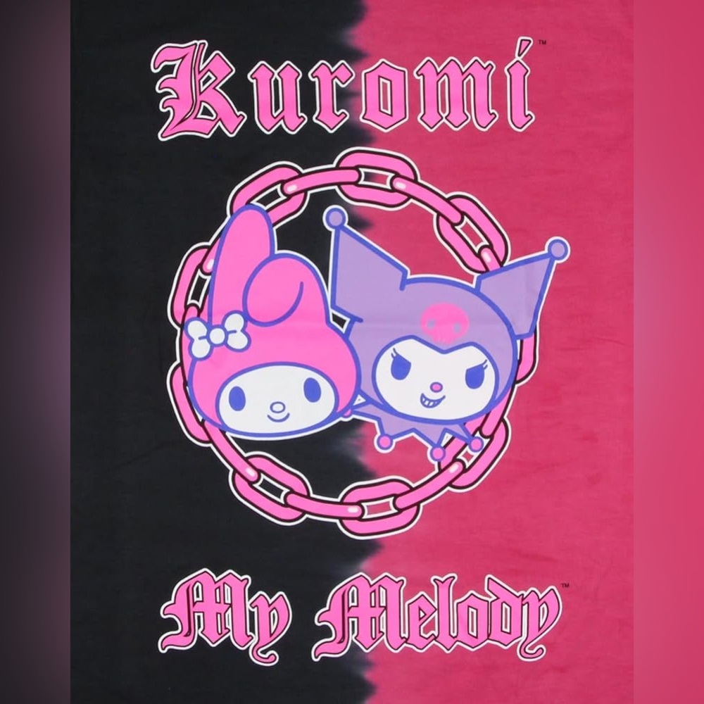 Kuromi My Melody Chains Split Wash Boyfriend SMALL Fit T-Shirt - Picture 3 of 4
